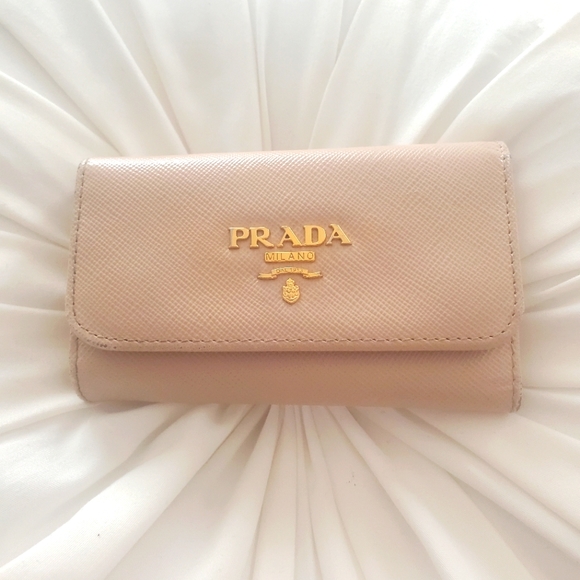 Prada Handbags - Prada cream color keys wallet